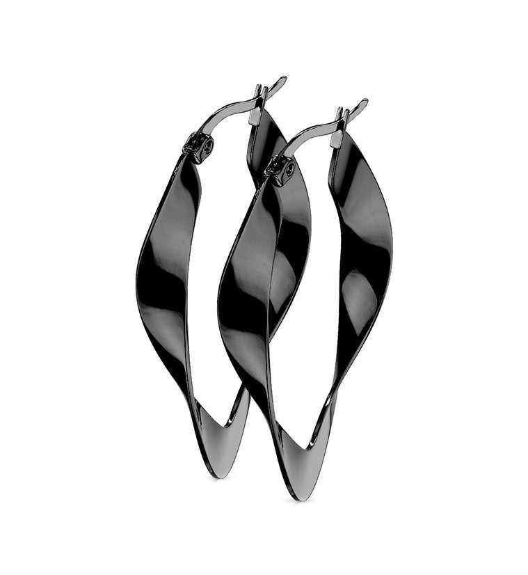 20G Black Twined Hoop Earrings