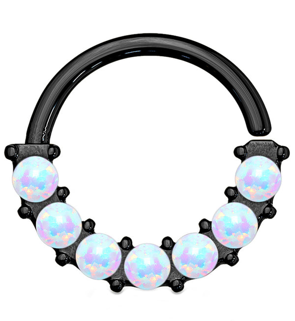 Black PVD Opal Escent Seamless Ring