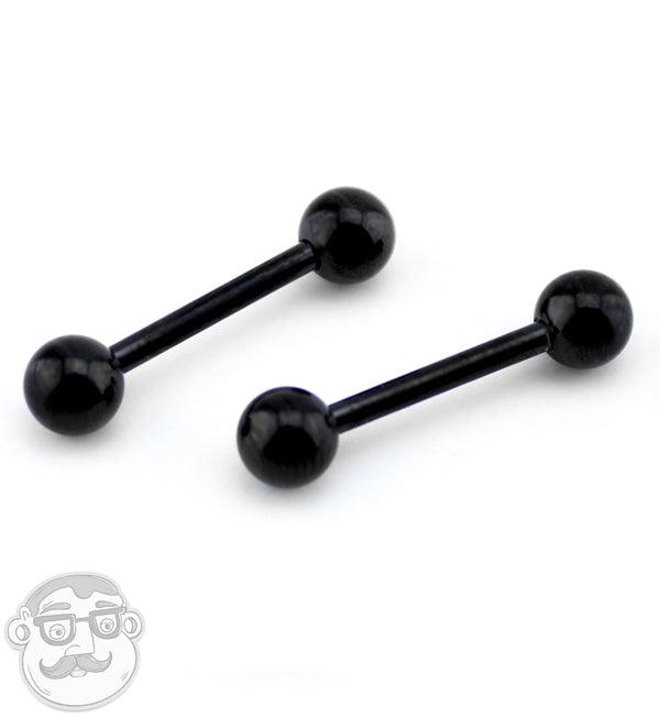 Black Stainless Steel Nipple Ring Barbell