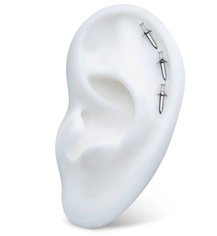 Blade Black CZ Internally Threaded Titanium Top