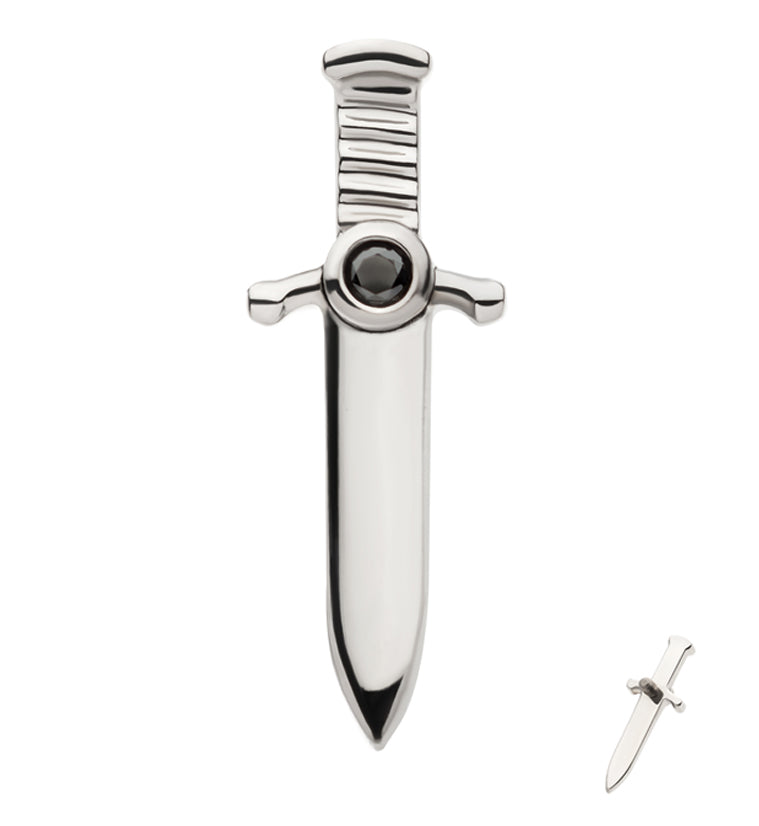 Blade Black CZ Internally Threaded Titanium Top