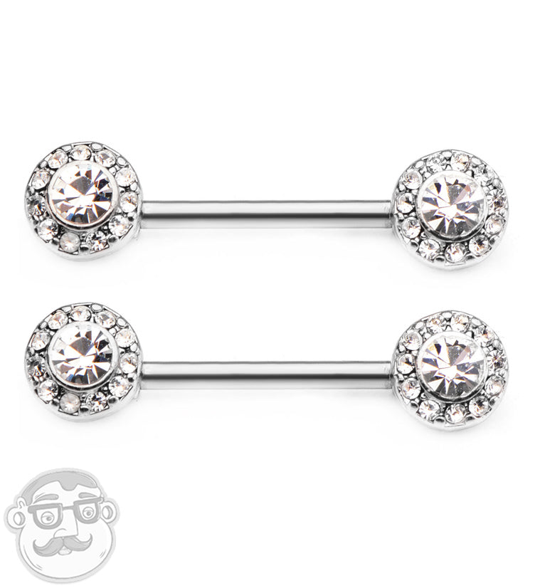 14G Bling Nipple Ring Barbell