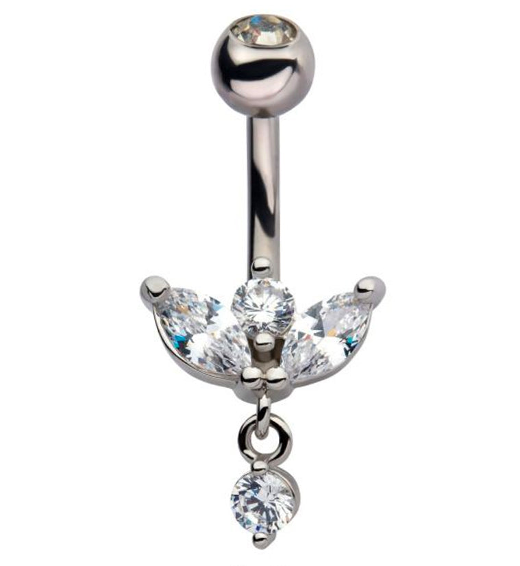 Blooming Flower Dangle CZ Belly Ring