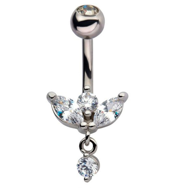 Blooming Flower Dangle CZ Belly Ring