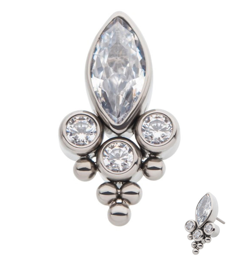 Blooming Marquise CZ Titanium Threadless Top