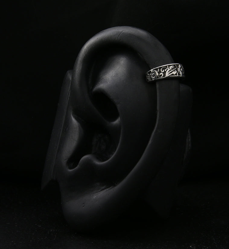 Blossom White Brass Ear Cuff