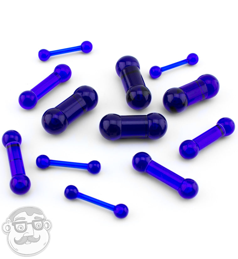 Blue Acrylic Barbell (10 Gauge - 00 Gauge) | UrbanBodyJewelry.com