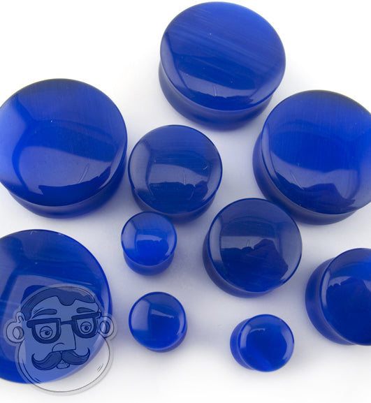 Blue Cat's Eye Glass Plugs