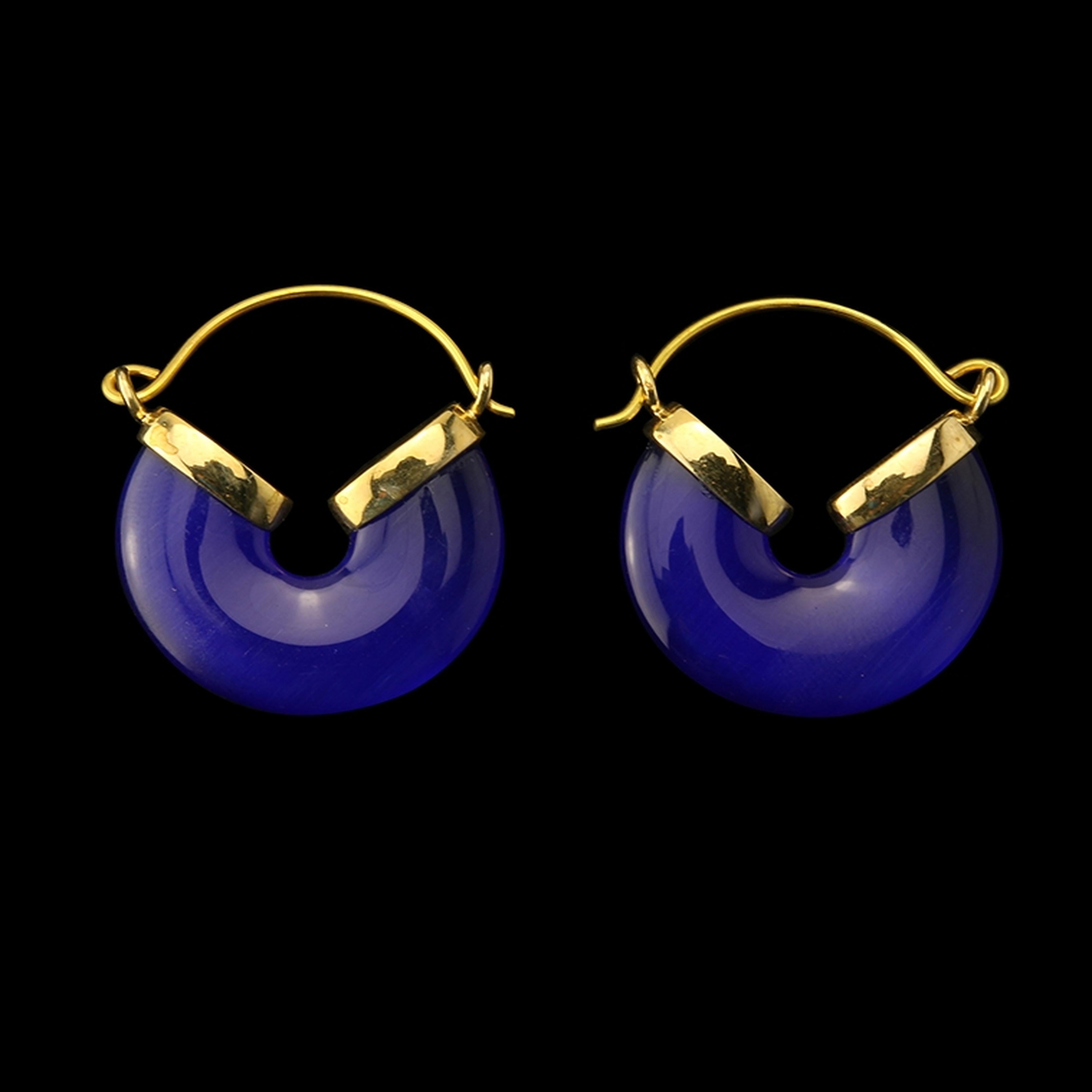 20G Blue Cat's Eye Halo Hangers - Earrings