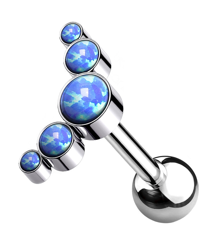Blue Opalite Quinary Titanium Cartilage Barbell