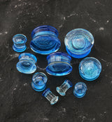 Blue Cosmos Glass Double Flare Plugs