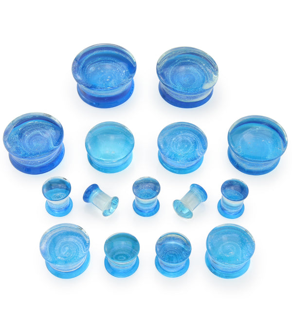 Blue Cosmos Glass Double Flare Plugs