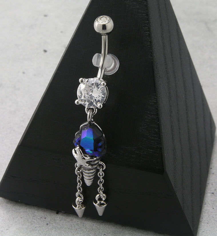 Blue Crystal Sea Shell Dangle Belly Button Ring