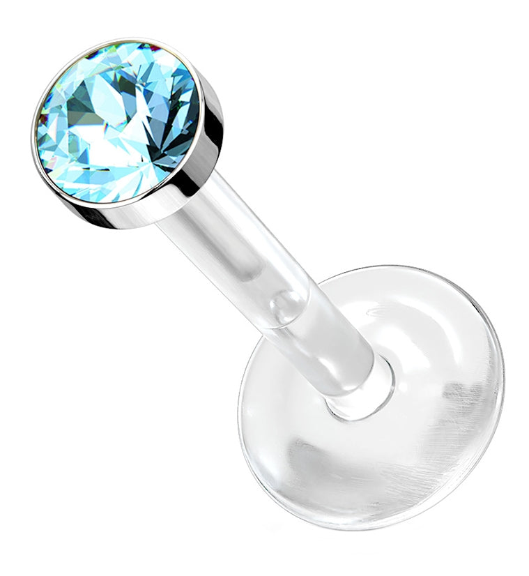 16G Aqua CZ Bioflex Labret Post