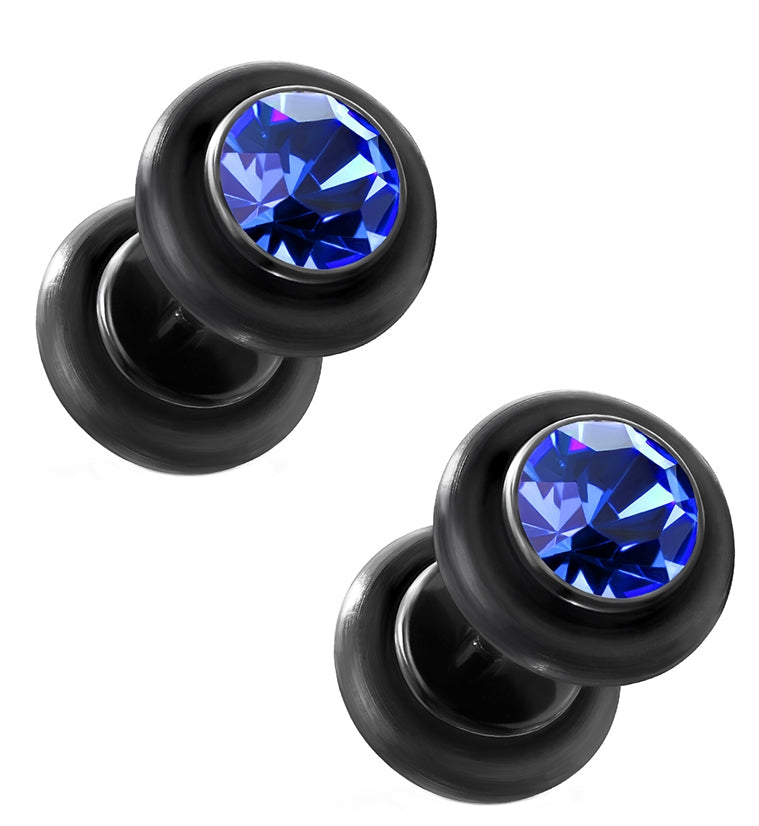 Blue CZ Black Fake Plugs