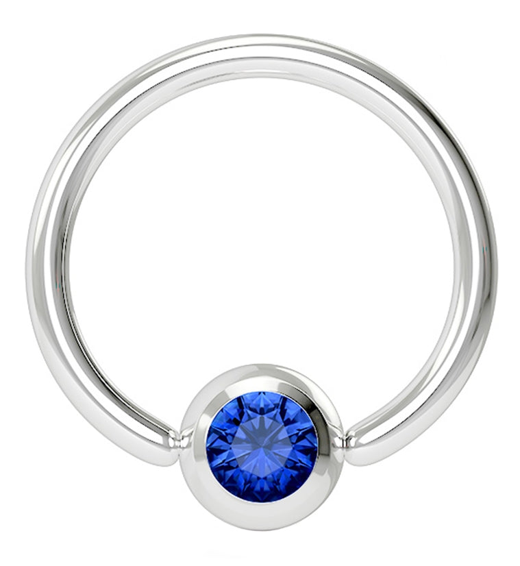 Blue Gem Stainless Steel Captive Ring