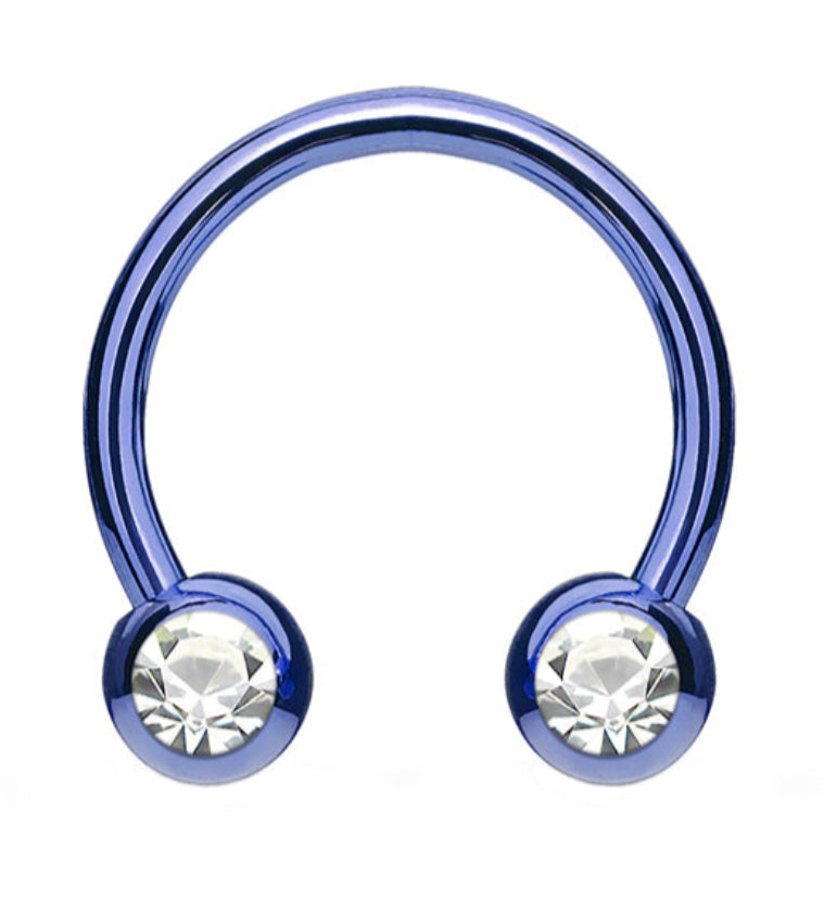 PVD Blue CZ Circular Barbell