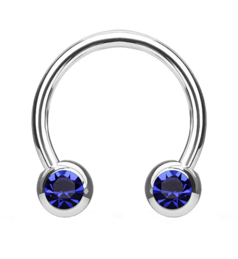 Blue CZ Steel Stainless Circular Barbell