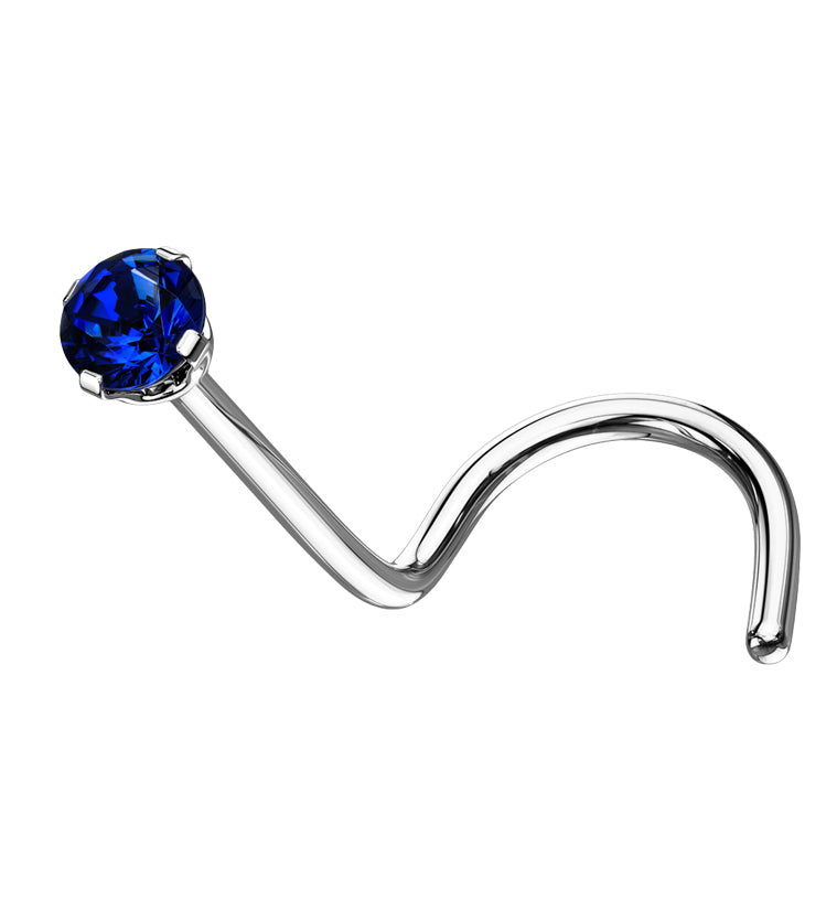 Blue CZ Titanium Nose Screw