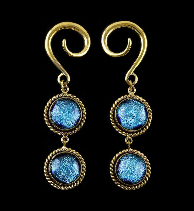 Double Blue Dichroic Coil Hanging Ear Weights