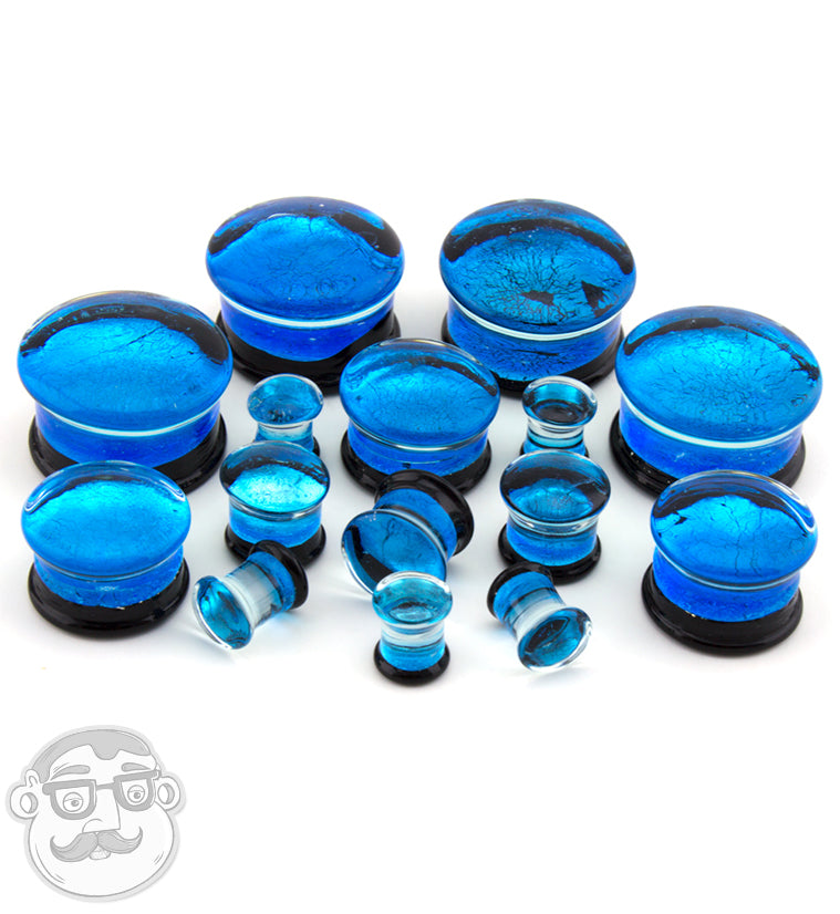 Blue Dichroic Glass Plugs