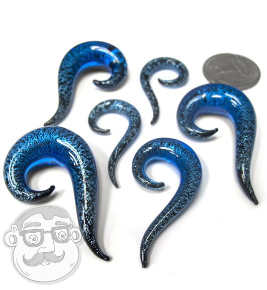Blue Dichroic Glass Hook Plugs