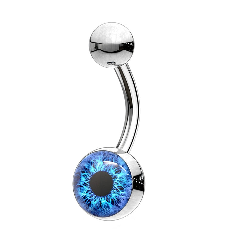 Blue Eyeball Belly Button Ring