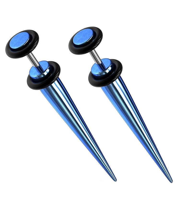 16G Blue PVD Stainless Steel Fake Tapers / Gauges