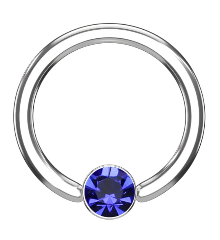 Blue CZ Flat Disk Captive Ring