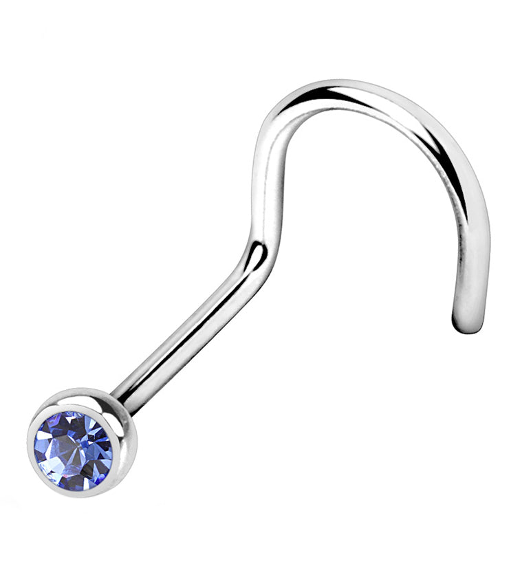 Blue Gem Nose Screw Ring