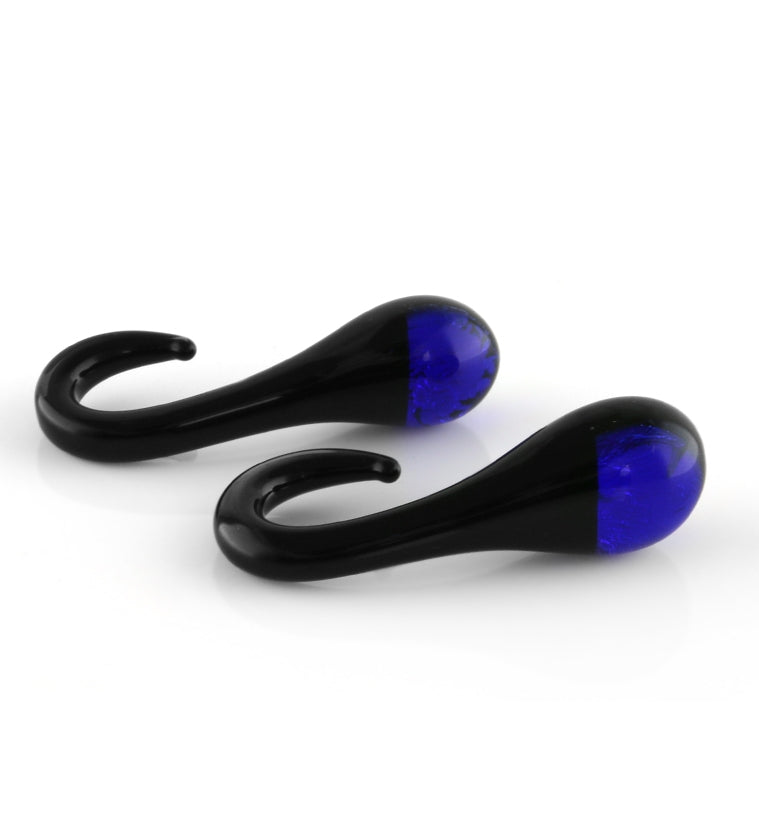 Blue Drip Glass Ear Weights
