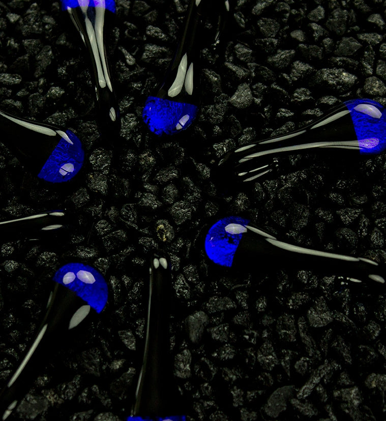 Blue Drip Glass Ear Weights