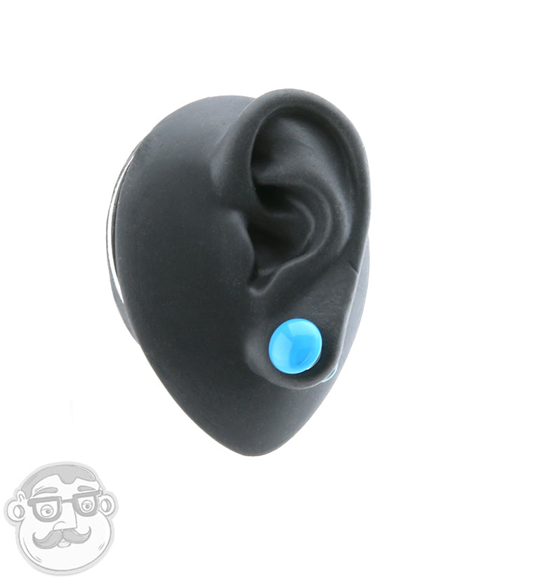 Light Blue Color Front Single Flare Glass Plugs