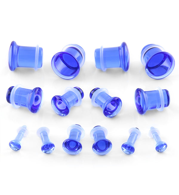 Royal Blue Glass Plugs - Single Flare