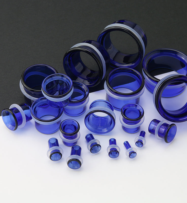 Blue Glass Single Flare Tunnels