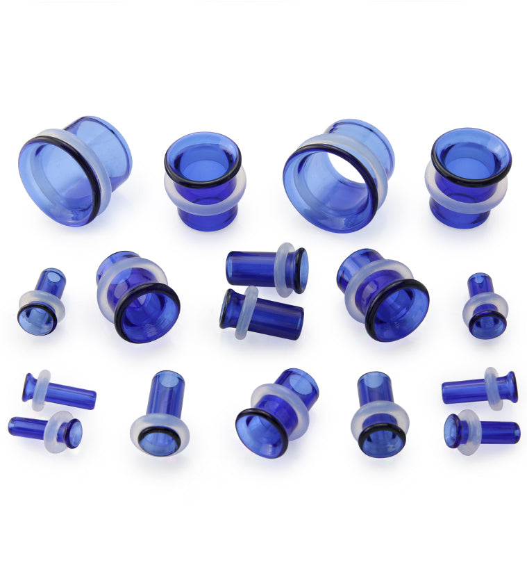 Blue Glass Single Flare Tunnels