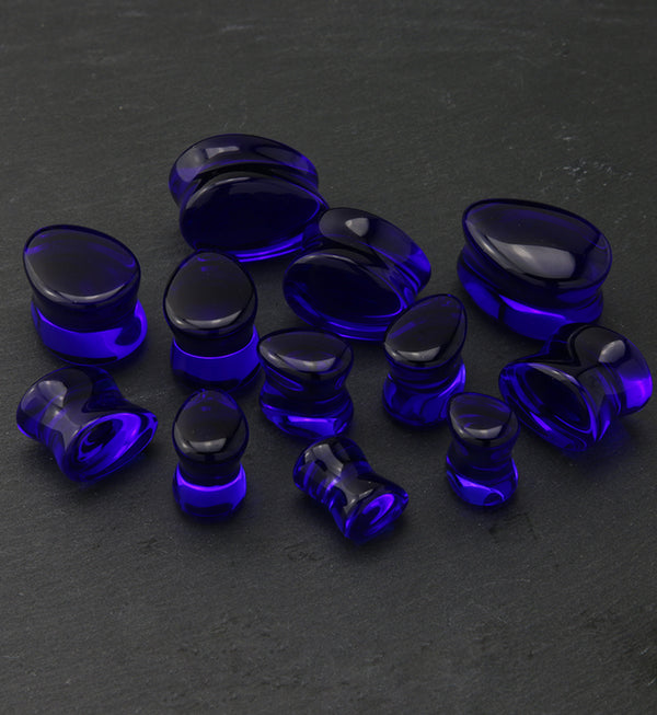 Blue Glass Teardrop Saddle Plugs