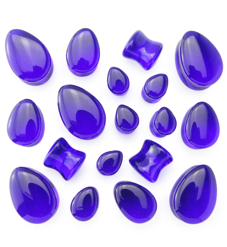 Blue Glass Teardrop Saddle Plugs