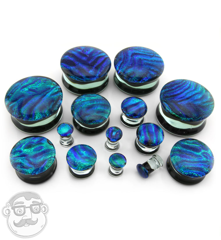 Arcadia Blue & Green Dichroic Glass Plugs
