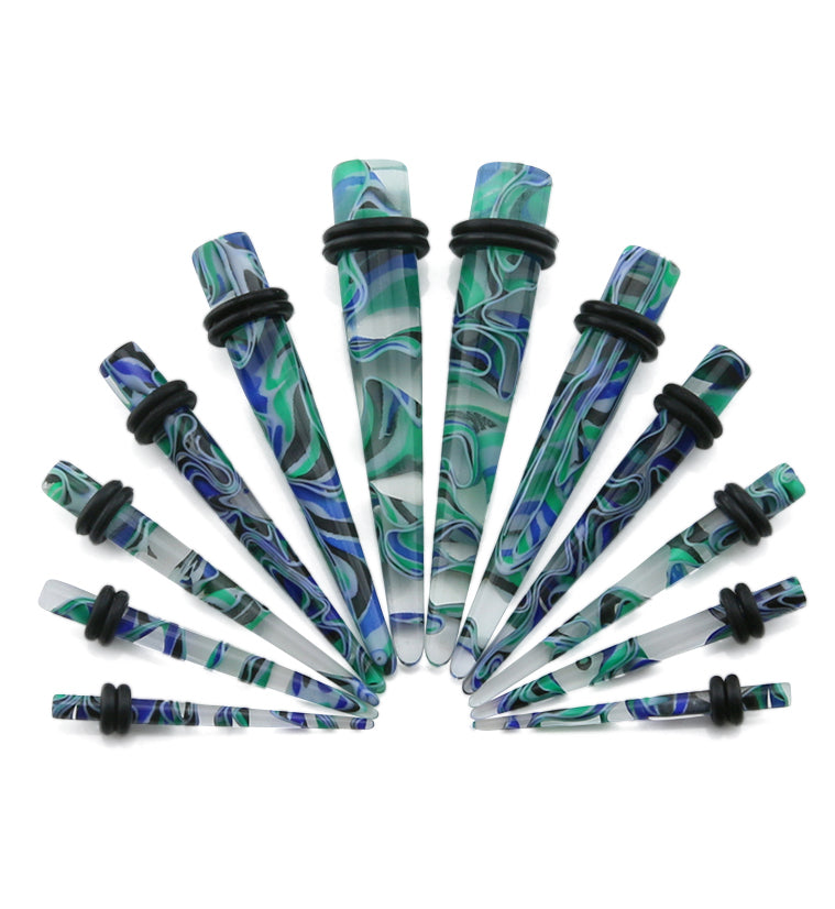 Blue & Green Swirly Taper