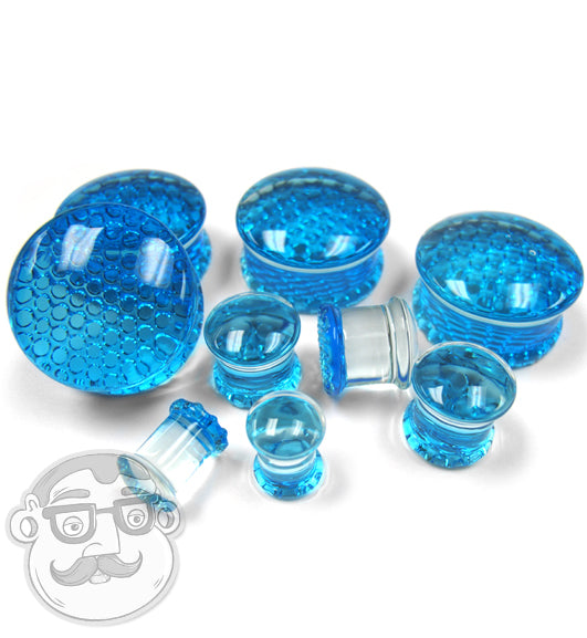 Blue Honeycomb Glass Plugs