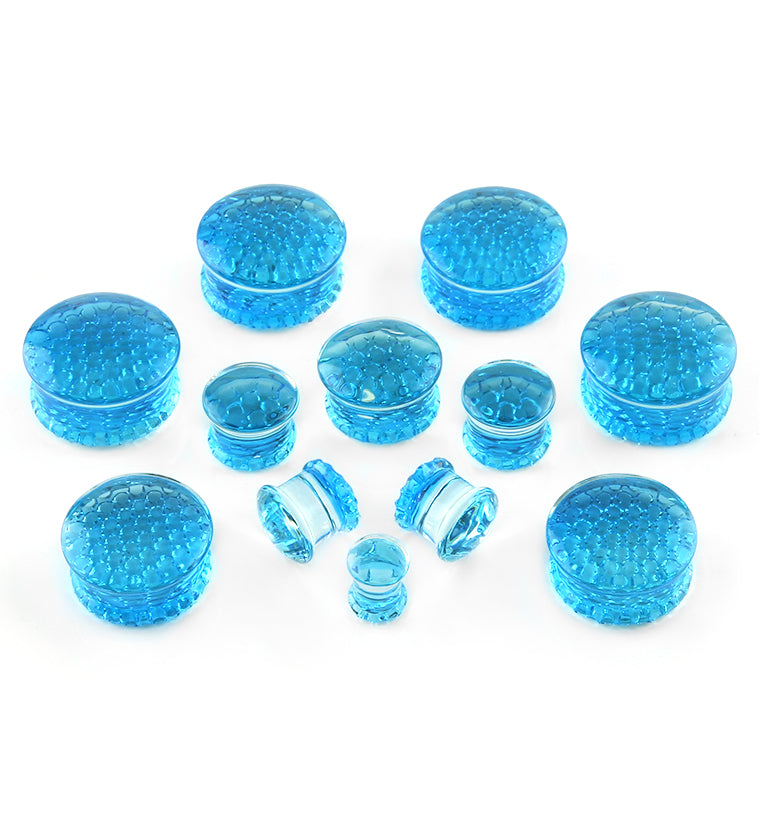 Blue Honeycomb Glass Plugs
