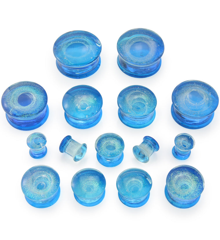 Blue Interstellar Glass Double Flare Plugs