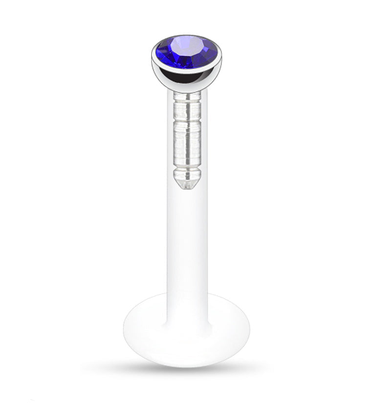 16G Push Top Blue CZ Labret