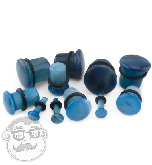 Blue Agate Stone Single Flare Plugs