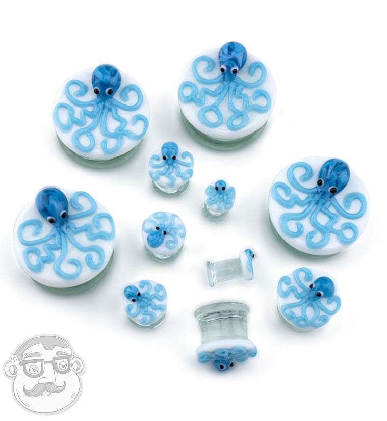Blue Octopus Glass Plugs
