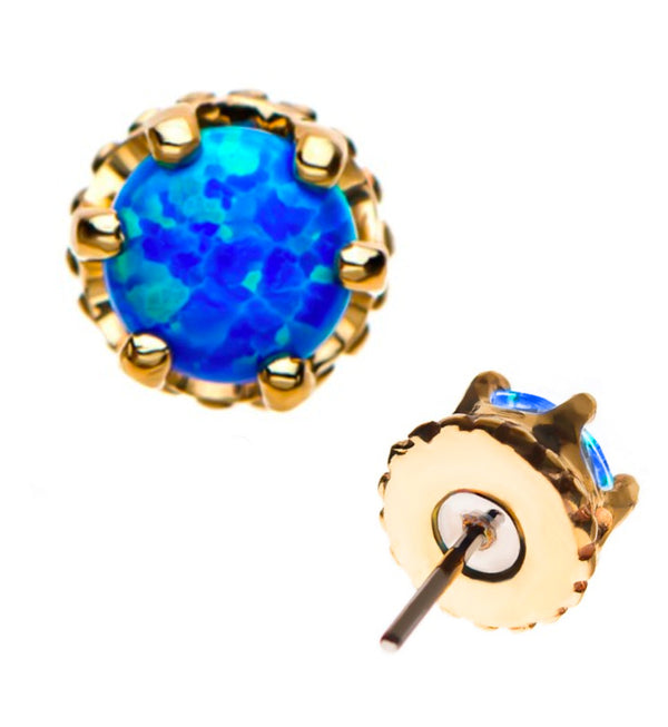 Blue Opal 14kt Gold Crown Threadless Top