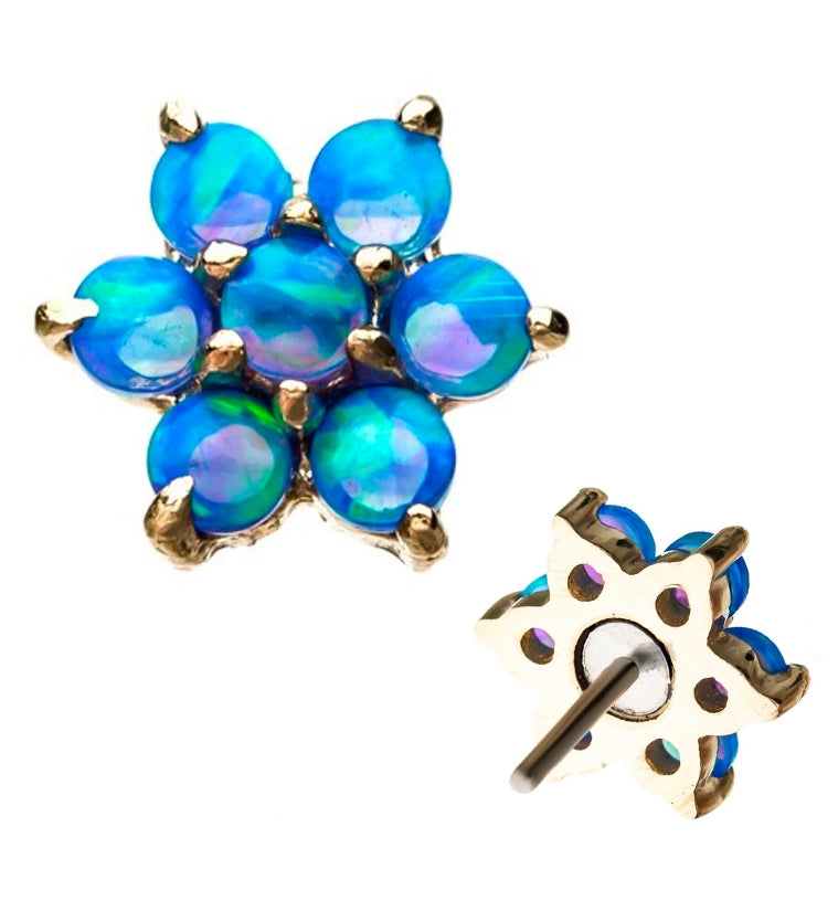 Blue Opalite 14kt Gold Flower Threadless Top