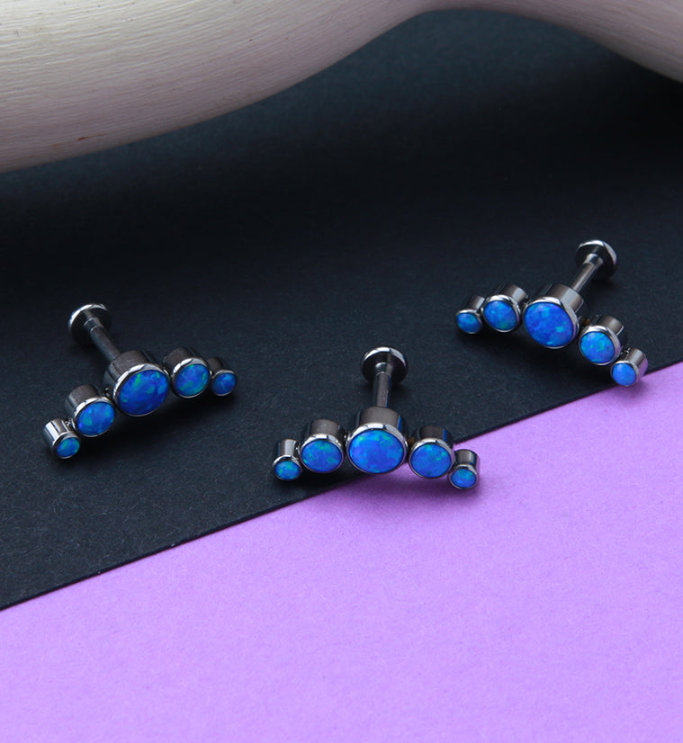 Blue Opalite Quinary Titanium Cartilage Labret