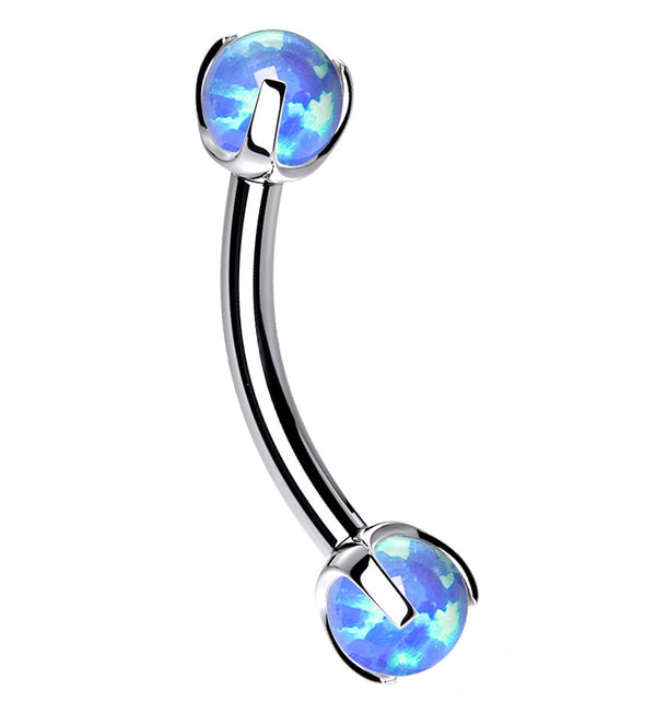 Blue Opalite Claw Stainless Steel Curved Barbell